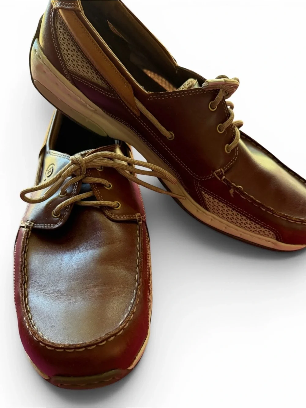 Dunham Men's Brown Leather Lace-Up Boat Shoes